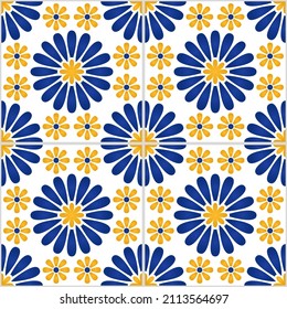 Azulejo Portuguese ethnic seamless pattern