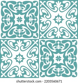 Azulejo Seamless Pattern Ceramic Tile Design Element For Kitchen Backsplash, Vector Illustration