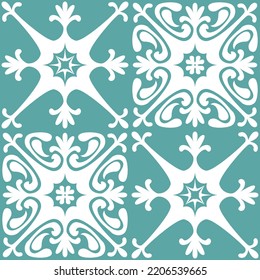 Azulejo Seamless Pattern Ceramic Tile Design Element For Kitchen Backsplash, Vector Illustration