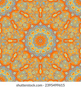 Azulejo seamless pattern ethnic design. Floor tile ornament repeat square motif. Brocade abstract textile print. Creative texture ethnic seamless pattern. Arabic turkish colorful motif carpet.