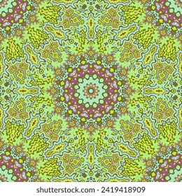 Azulejo diseño étnico sin fisuras. El ornamento de baldosas de color crámico repite el motivo cuadrado. Huella textil abstracta Brocade. Patrón de textura creativa sin costura. Geometría estilizada veneciana italiana.