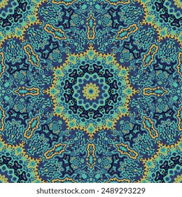Azulejo seamless pattern ethnic design. Bathroom tile ornament repeat square motif. Modern mosque ottoman paper. Creative texture ethnic seamless pattern. Indian oriental wall tile.