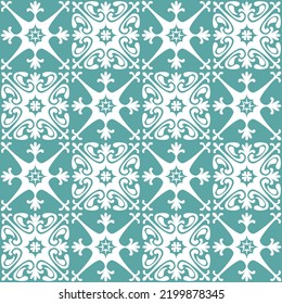 Azulejo seamless pattern stylish trendy ceramic tile design element for kitchen backsplash, vector illustration