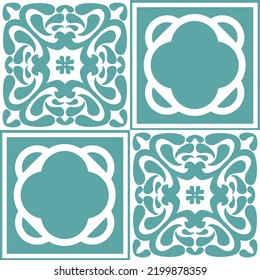 Azulejo seamless pattern stylish trendy ceramic tile design element, vector illustration