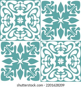Azulejo seamless pattern stylish trendy ceramic tile design element for kitchen backsplash, vector illustration