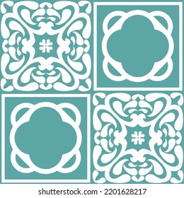 Azulejo seamless pattern stylish trendy ceramic tile design element, vector illustration