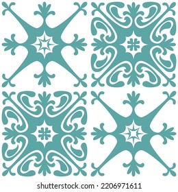 Azulejo Seamless Pattern Stylish Trendy Ceramic Tile For Kitchen Backsplash, Vector Illustration