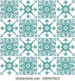 Azulejo Seamless Pattern Stylish Trendy Ceramic Tile Design Element For Kitchen Backsplash, Vector Illustration