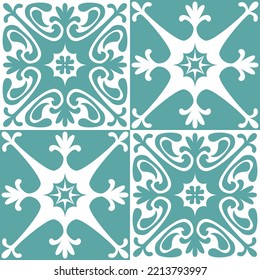 Azulejo Seamless Pattern Stylish Trendy Ceramic Tile Design Element For Kitchen Backsplash, Vector Illustration