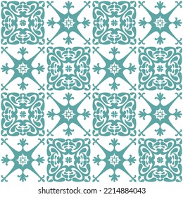 Azulejo Seamless Pattern Stylish Trendy Ceramic Tile Design Element For Kitchen Backsplash, Vector Illustration