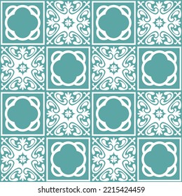 Azulejo Seamless Pattern Stylish Trendy Ceramic Tile Design Element For Kitchen Backsplash, Vector Illustration