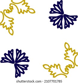 Azulejo sipmple navy and yellow tile Portuguese and Spain decor. Arabic, Indian, Ottoman motif. Vector Hand drawn background
