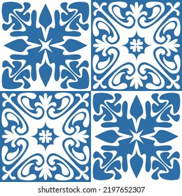 Azulejo Square Ceramic Spanish Tile For Kitchen Backsplash Design Illustration