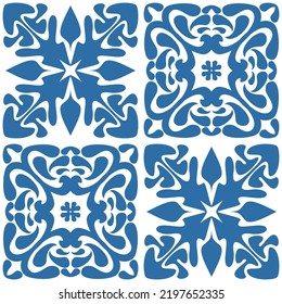 Azulejo Square Ceramic Spanish Tile For Kitchen Backsplash Design, Retro Geometric Vector Illustration