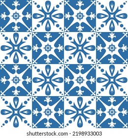 Azulejo Square Ceramic Spanish Tile For Kitchen Backsplash Design, Retro Geometric Vector Illustration