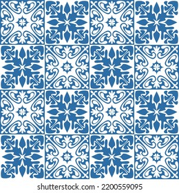 Azulejo Square Ceramic Spanish Tile For Kitchen Backsplash Design, Retro Geometric Vector Illustration