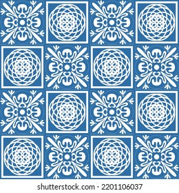 Azulejo Square Ceramic Spanish Tile For Kitchen Backsplash Design, Retro Geometric Vector Illustration