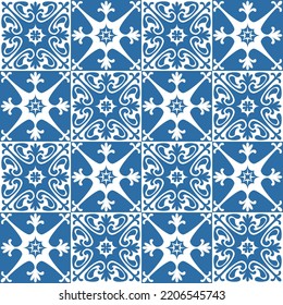 Azulejo Square Ceramic Spanish Tile For Kitchen Backsplash Design, Retro Geometric Vector Illustration