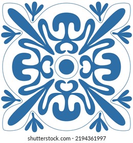 Azulejo cuadrado azulejos de cerámica española para la decoración de paredes y suelos, ilustración de vector simétrico retro