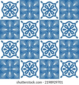 Azulejo square ceramic spanish tiles for wall and floor decoration, retro geometric symmetrical vector illustration