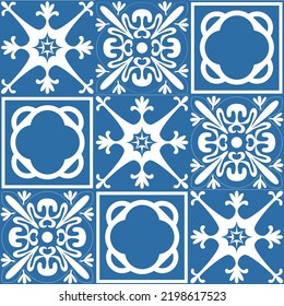 Azulejo tile seamless pattern for decor, vector illustration traditional spanish portuguese pattern for design