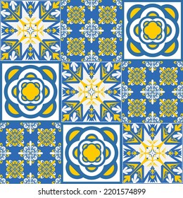 azulejo tile spanish style, TalaVera de Puebla ceramic tile blue yellow white color