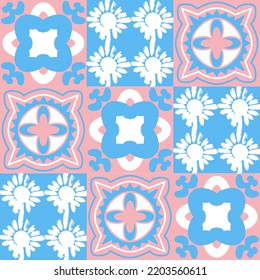 azulejo tile spanish style, TalaVera de Puebla ceramic tile pastel pink blue white color