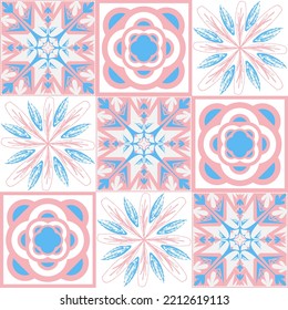 azulejo tile spanish style, TalaVera de Puebla ceramic tile pastel pink blue white color