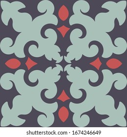Azulejo-Fliesenvorlage: in ruhiger Farbe: Blau, Beige, Ingwer