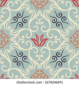Azulejo tile template: calm colored: blue, beige, ginger