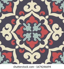Azulejo-Fliesenvorlage: in ruhiger Farbe: Blau, Beige, Ingwer