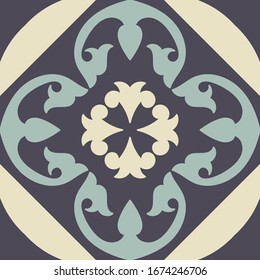 Plantilla de azulejo: de color tranquilo: azul, beige 