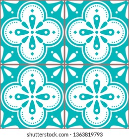 Azulejo vector tiles seamless blue pattern inspired by Portuguese art, Lisbon style tile background. 	
Ornamental textile background inspired by Spanish and Portuguese traditional tiles with flowers 