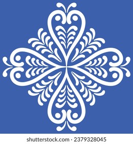 Azulejos in blue and white.Original traditional Portuguese and Spain decor.Seamless pattern tile with Victorian motives.Ceramic tile in talavera style. Ornamental blue and white patterns for any decor