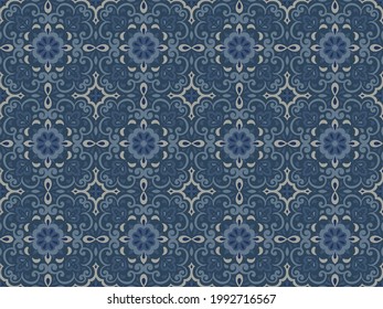 Diseño de azulejos de cerámica azulejos. Talavera tracery motif. Muestra de relleno creativa y única. Ornamento folclórico portugués, español, mexicano, brasileño. Patrón sin fisuras del vector de estilo étnico.