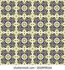 Diseño de azulejos de cerámica azulejos. Talavera tracery motif. Muestra de relleno creativa y única. Ornamento folclórico portugués, español, mexicano, brasileño. Patrón sin fisuras del vector de estilo étnico.