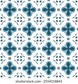 Azulejos Ceramic Tiles Collection with Traditional Blue Floral Style and Geometric Patterns – Hand-Drawn Seamless Vectors for Elegant Backgrounds and Unique Decorative Touches.