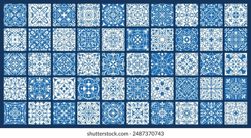 Azulejos. Decorative floral spanish portuguese ornamental seamless tiles recent vector flower texture azulejos