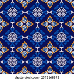 Azulejos portugal. Turkish ornament. Moroccan tile mosaic. Spanish porcelain. Ceramic tableware. Asian pottery. Mediterranean wallpaper. Design for background and fabric clothing.