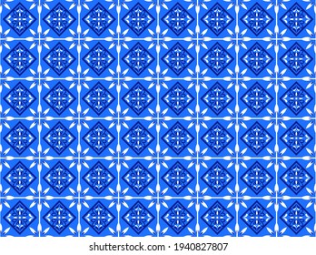 Azulejos patrón de suelo de baldosas portuguesas, Lisboa azulejos azul índigo, cerámica geométrica vintage, fondo vectorial español. Matrícula interior geométrica marroquí. Papel mural de Azulejo