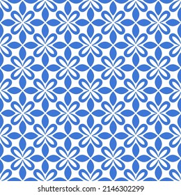 Azulejos portuguese traditional ornamental tile, blue and white seamless pattern. Vector illustration