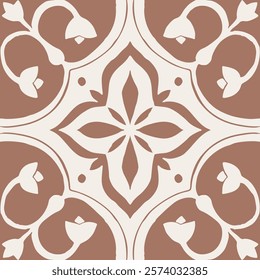 Azulejos Vector Tile in Mocha tones