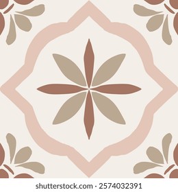 Azulejos Vector Tile in Mocha tones