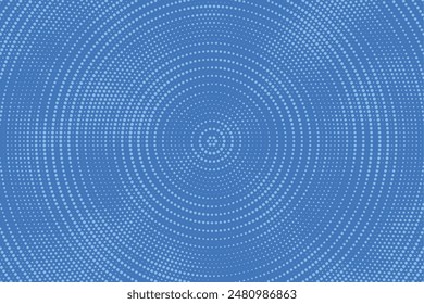 Azur blue abstract halftone radial background. Color geometric pattern. Grunge background as design element. Vector illustration.