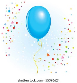 Azure balloon with dangling curly ribbon in vector format