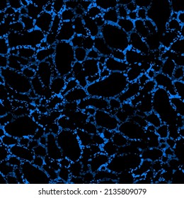 Azure blue cosmic cells. Vector illustration seamless pattern background. Microscope stylized biohazard view. Stylish industrial science design for wrapping paper, decor, wallpaper or textile print