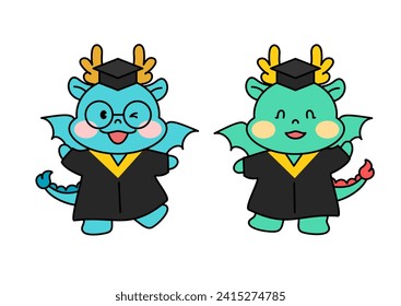 Azure Blue Dragon Character Illustration.