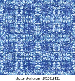 Fondo de textura de línea geométrica azul de Azure. Efecto textil abstracto sin inconvenientes. Patrón de tinte índigo perturbado. elementos ornamentales sobre fondo blanco.
