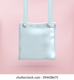 Azure blue purse on the pink background. Eps 10 vector file.