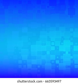 Azure blue vector abstract glowing background with random sizes rounded tiles square